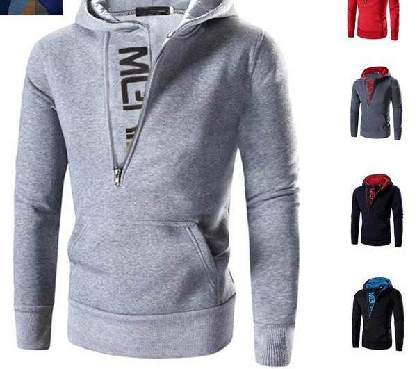 Alkalmi férfi pulóver cipzárral és kapucnival - többféle színben