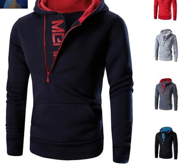 Alkalmi férfi pulóver cipzárral és kapucnival - többféle színben