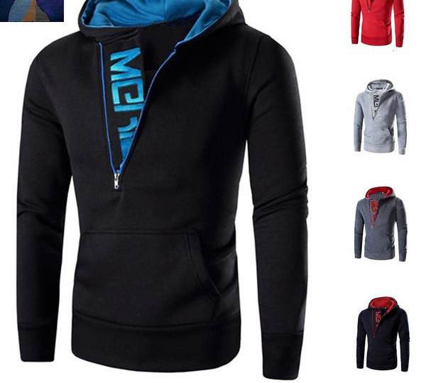 Alkalmi férfi pulóver cipzárral és kapucnival - többféle színben