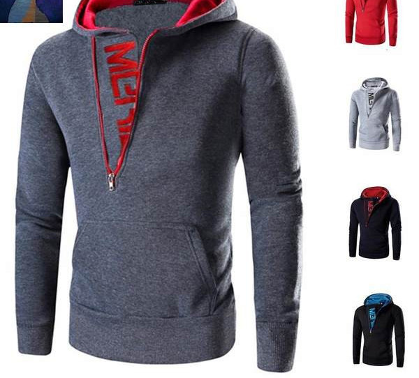 Alkalmi férfi pulóver cipzárral és kapucnival - többféle színben