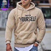 Hanorac bărbătesc din puf cu broderie și glugă