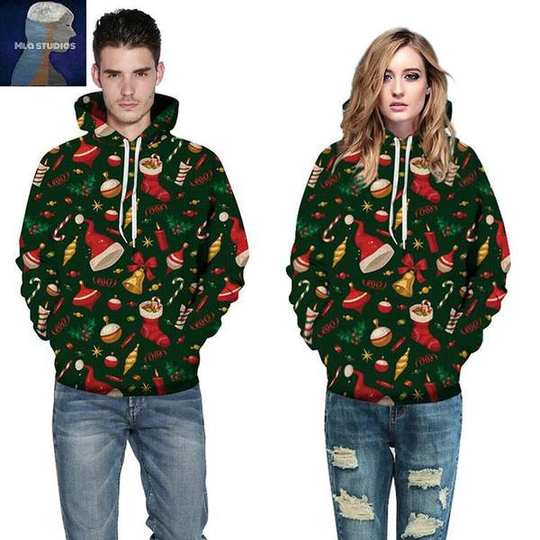 Karácsonyi kapucnis pulóver férfiaknak és nőknek