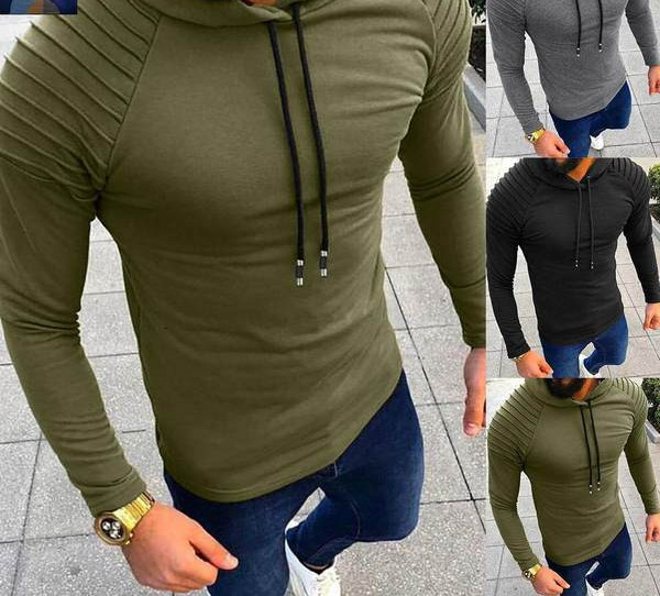 Modern férfi pulóver nyakkendővel és kapucnival