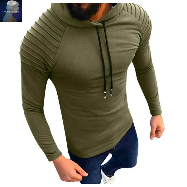 Modern férfi pulóver nyakkendővel és kapucnival