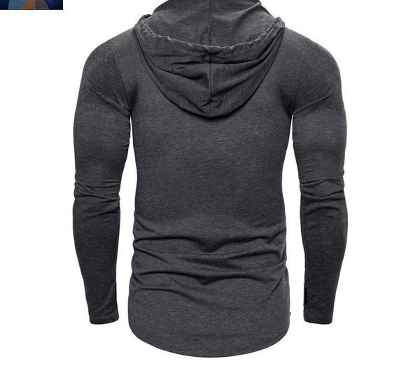 Мъжки суичър с апликация скелет -с качулка и връзки