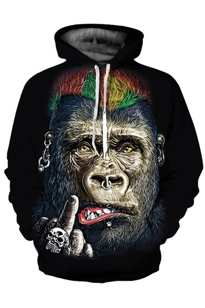 Hanorac color pentru bărbați cu glugă și imprimeu