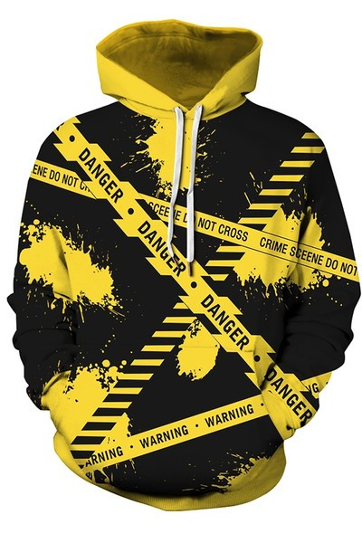 Hanorac pentru bărbați cu cravate și glugă de culoare galbenă