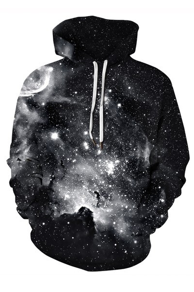 Stílusos női és férfi pulóver mintával és kapucnival