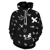 Ανδρικό φούτερ με κουκούλα και στάμπα - σε μαύρο χρώμα