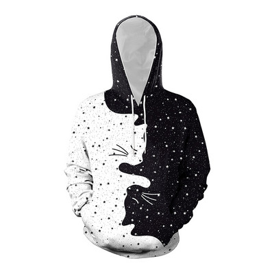 Hanorac casual barbatesc cu gluga si imprimeu color