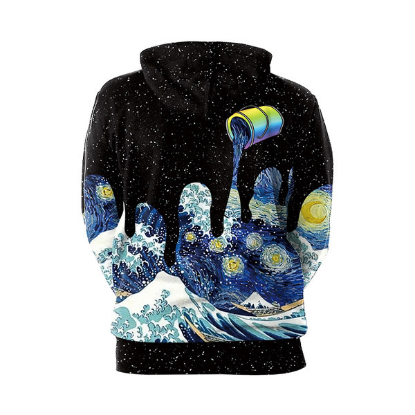 Hanorac casual barbatesc cu gluga si imprimeu color