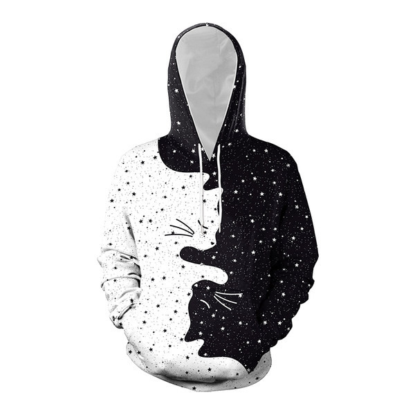 Hanorac casual barbatesc cu gluga si imprimeu color