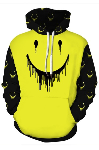 Hanorac larg pentru bărbați cu glugă și aplicație