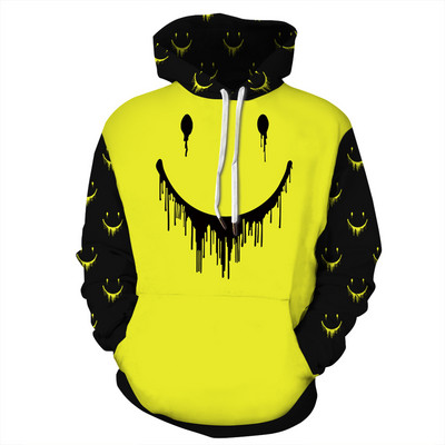 Hanorac larg pentru bărbați cu glugă și aplicație