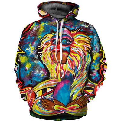 Μοντέρνο φούτερ με 3D print και κουκούλα για άνδρες και γυναίκες