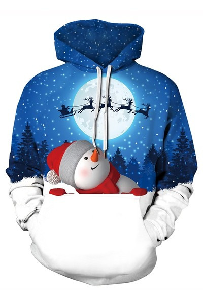 Мъжки коледен суичър с връзки и качулка 