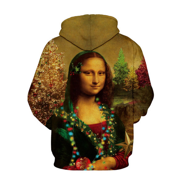 Мъжки суичър с изображение на жена и качулка 