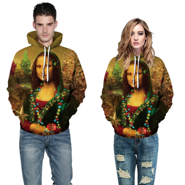 Мъжки суичър с изображение на жена и качулка 