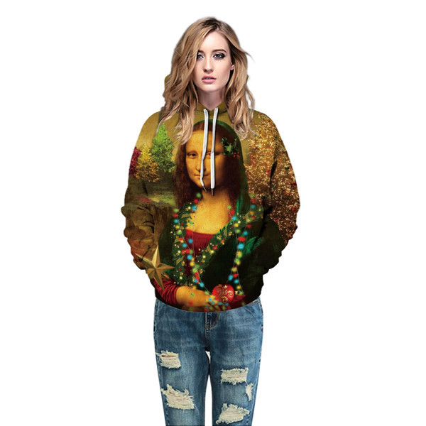 Мъжки суичър с изображение на жена и качулка 