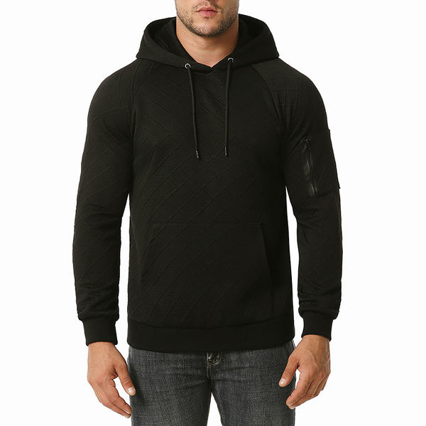 Актуален мъжки суичър с качулка и връзки
