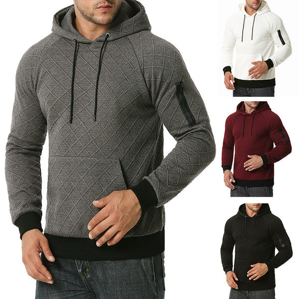 Актуален мъжки суичър с качулка и връзки