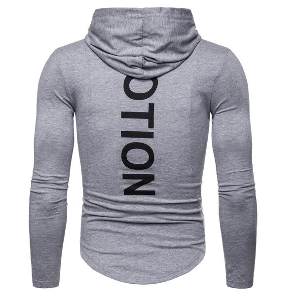 Hanorac modern pentru bărbați, cu glugă și inscripție