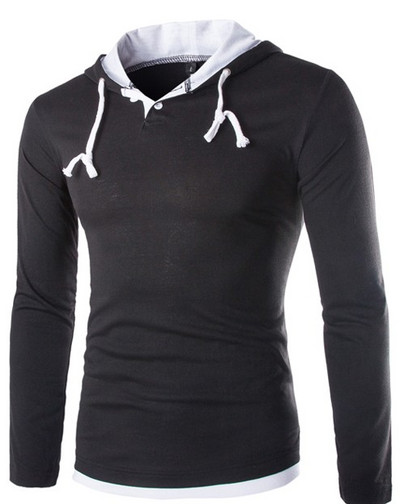 Hanorac pentru bărbați cu glugă și nasturi