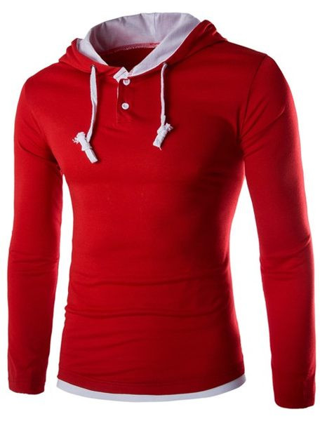 Hanorac pentru bărbați cu glugă și nasturi