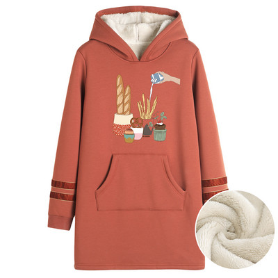 Γυναικείο μακρύ φούτερ με ζεστή φόδρα - διάφορες εφαρμογές