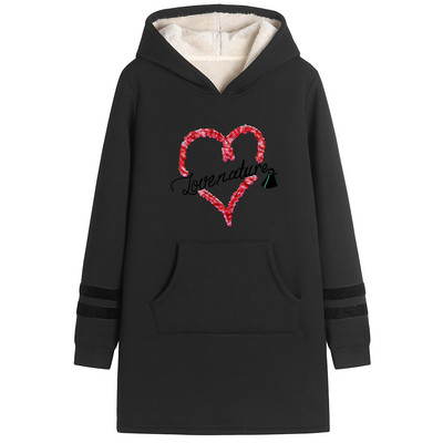 Γυναικείο μακρύ φούτερ με ζεστή φόδρα - διάφορες εφαρμογές