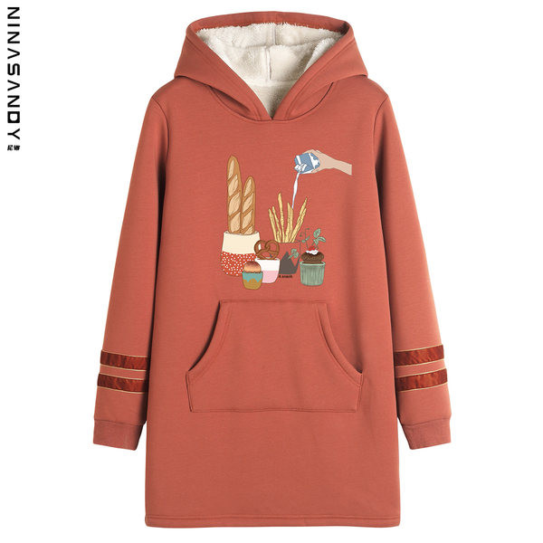 Γυναικείο μακρύ φούτερ με ζεστή φόδρα - διάφορες εφαρμογές