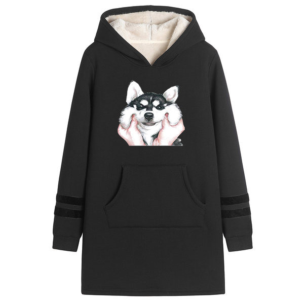 Γυναικείο μακρύ φούτερ με ζεστή φόδρα - διάφορες εφαρμογές