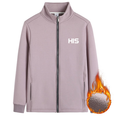 Hanorac de damă cu inscripție cu guler înalt și fermoar