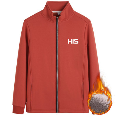 Hanorac de damă cu inscripție cu guler înalt și fermoar