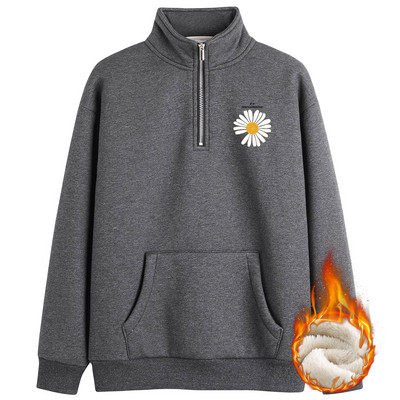 Χειμερινό φούτερ με κέντημα και φερμουάρ