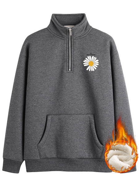 Χειμερινό φούτερ με κέντημα και φερμουάρ