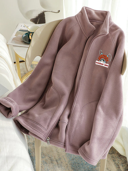 Νέο μοντέλο καθημερινό φούτερ με επιγραφή και φερμουάρ για γυναίκες