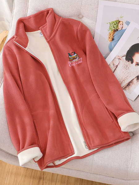 Καθημερινό χειμωνιάτικο γυναικείο φούτερ με φερμουάρ και απλικέ