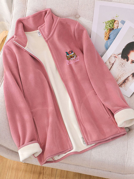 Καθημερινό χειμωνιάτικο γυναικείο φούτερ με φερμουάρ και απλικέ