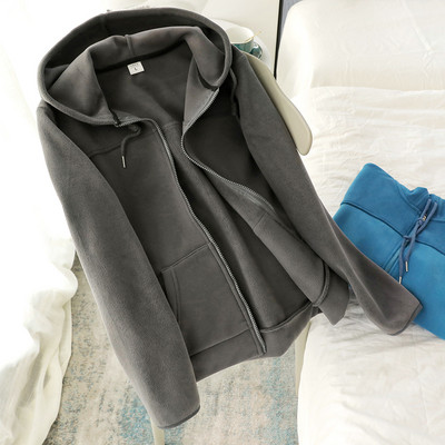 Hanorac de zi cu zi pentru femei, cu glugă și fermoar