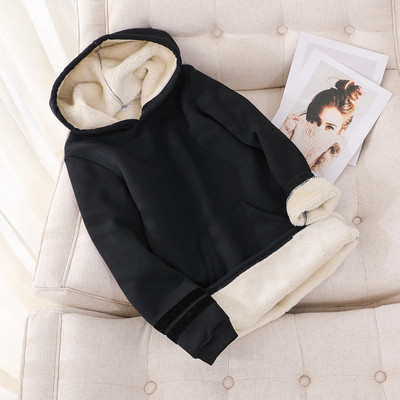 Hanorac de toamnă-iarnă cu căptușeală caldă și inscripție