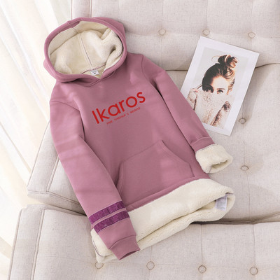 Hanorac de toamnă-iarnă cu căptușeală caldă și inscripție