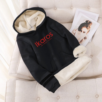 Hanorac de toamnă-iarnă cu căptușeală caldă și inscripție