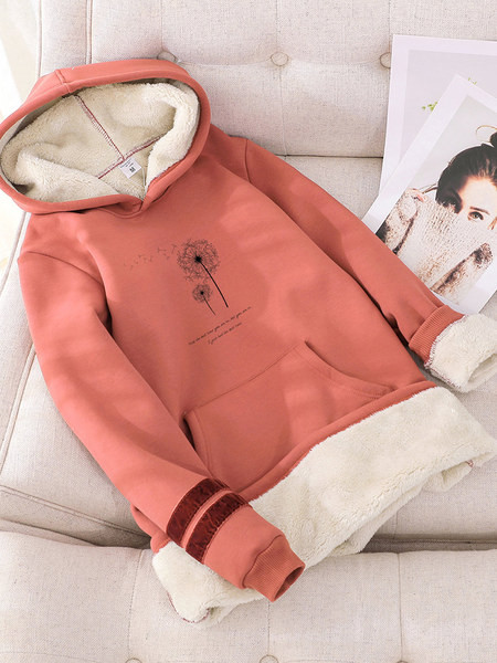 Γυναικείο χειμωνιάτικο φούτερ με κουκούλα και επιγραφή