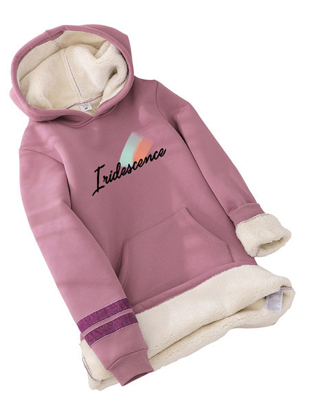 Γυναικείο χειμωνιάτικο φούτερ με κουκούλα και επιγραφή