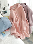 Νέο μοντέλο γυναικείο μακρύ πολικό φούτερ με κουκούλα