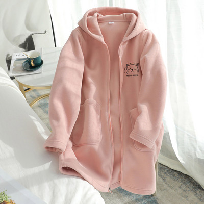 Νέο μοντέλο γυναικείο μακρύ πολικό φούτερ με κουκούλα