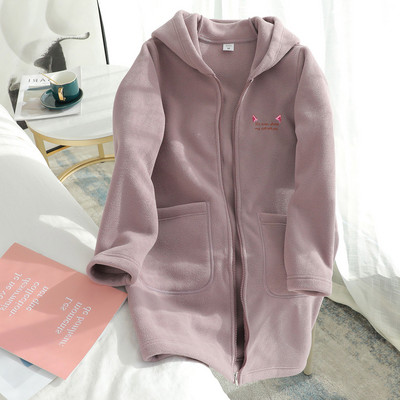 Νέο μοντέλο γυναικείο μακρύ πολικό φούτερ με κουκούλα