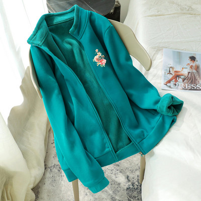 Hanorac de dama model uni cu guler inalt si inchidere cu fermoar