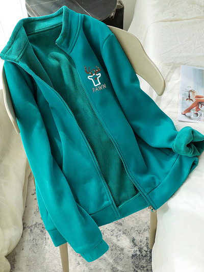 Hanorac de dama model uni cu guler inalt si inchidere cu fermoar